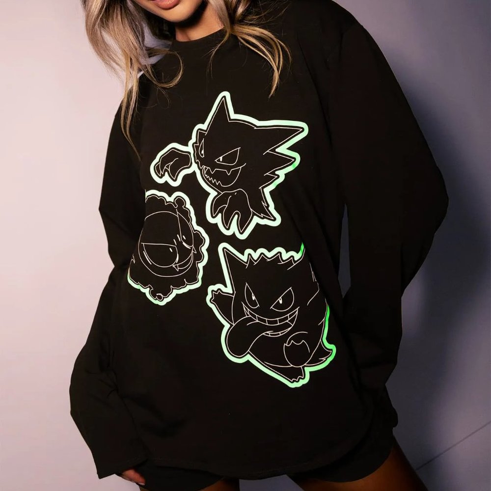 NWT BlackMilk x Pokemon Gastly Evolution long sleeve oversized pullover t-shirt